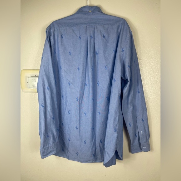 Polo Ralph Lauren Pony AOP Logo Logomania Collared Causal Dress Shirt XL - Picture 5 of 7